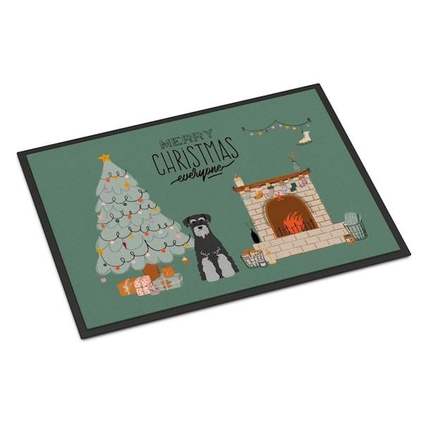 Carolines Treasures 18 x 27 in. Black Grey Standard Schnauzer Christmas Everyone Indoor or Outdoor Mat CK7597MAT - main